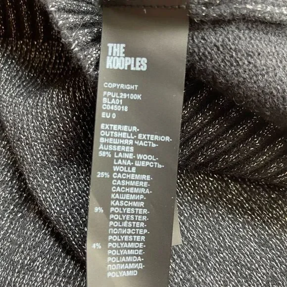 The Kooples button-shoulder metallic black turtleneck sweater NWT - Picture 11 of 12